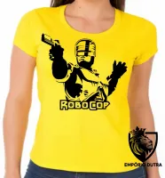 Baby look blusa Feminina Robocop policia arma pistola robo - Foto 3