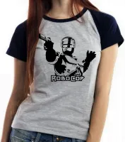Baby look blusa Feminina Robocop policia arma pistola robo - Foto 4