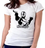 Baby look blusa Feminina Robocop policia arma pistola robo - Foto 5