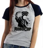 Baby look blusa Feminina Robocop policial futuro filme cabeça - Foto 4