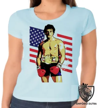 Baby look blusa Feminina Rocky Balboa bandeira - Foto 2