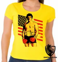 Baby look blusa Feminina Rocky Balboa bandeira - Foto 3