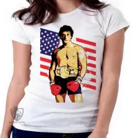 Baby look blusa Feminina Rocky Balboa bandeira - Foto 5