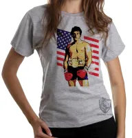 Baby look blusa Feminina Rocky Balboa bandeira - Foto 6