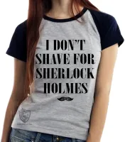 Baby look blusa Feminina Sherlock Holmes I don't shave - Foto 4