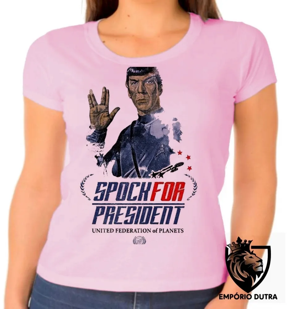 Baby look blusa Feminina Spock para presidente