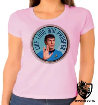 Baby look blusa Feminina Spock vida longa e próspera