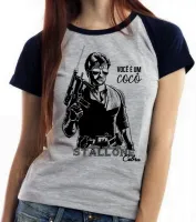 Baby look blusa Feminina Stallone Cobra você é um cocô rambo - Foto 6