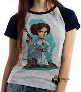 Baby look blusa Feminina Star Wars princesa Leia Organa Guerra estrelas - Foto 2