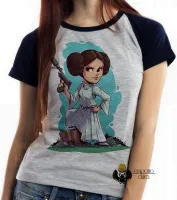 Baby look blusa Feminina Star Wars princesa Leia Organa Guerra estrelas - Foto 2