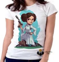 Baby look blusa Feminina Star Wars princesa Leia Organa Guerra estrelas - Foto 3