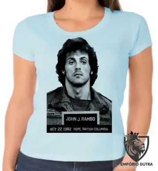 Baby look blusa Feminina Sylvester Stallone John Rambo 1 preso 1985 - Foto 2