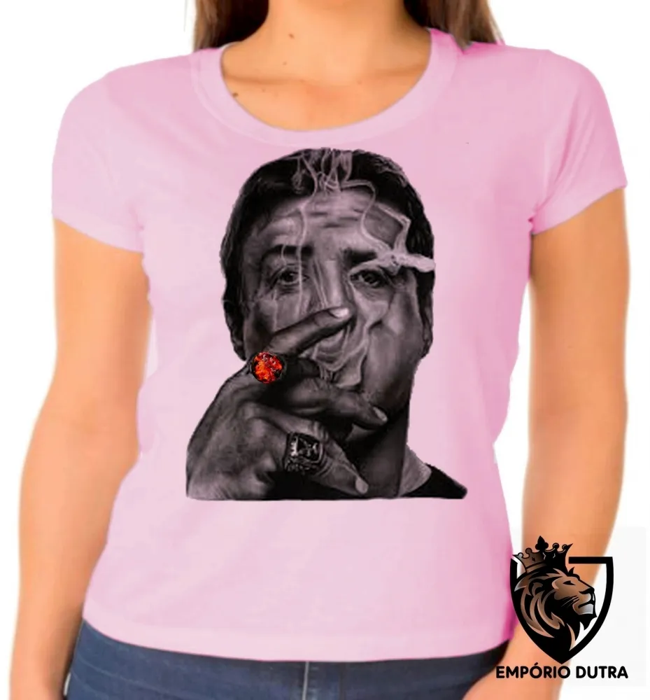 Baby look blusa Feminina Sylvester Stallone rambo os Mercenarios charuto