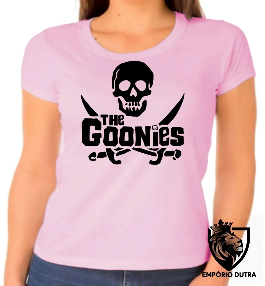 Baby look blusa Feminina The Goonies caveira filme piratas anos 80