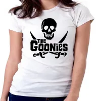 Baby look blusa Feminina The Goonies caveira filme piratas anos 80 - Foto 6