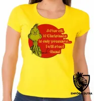 Baby look blusa Feminina The Grinch Christmas only presents natal - Foto 6