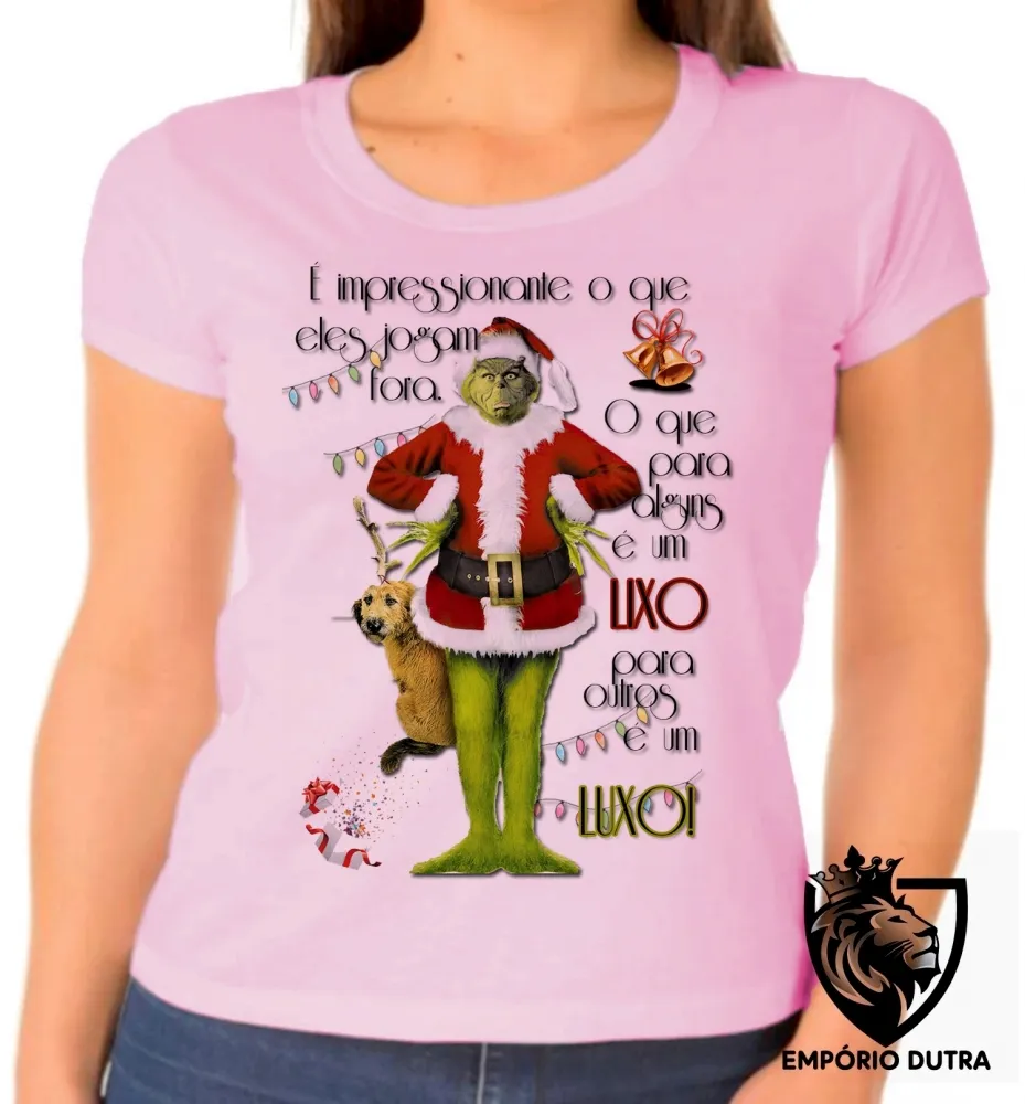 Baby look blusa Feminina The Grinch Lixo Luxo natal presentes Imagem