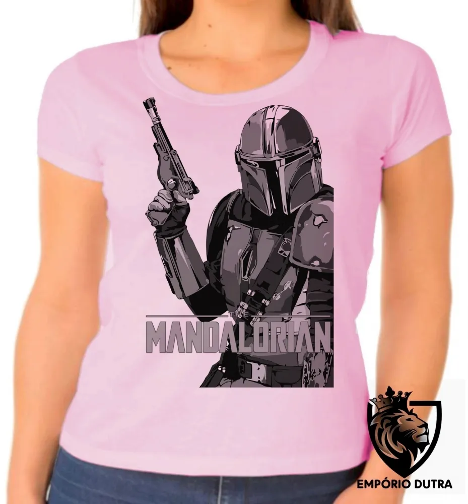 Baby look blusa Feminina The Mandalorian arma Imagem