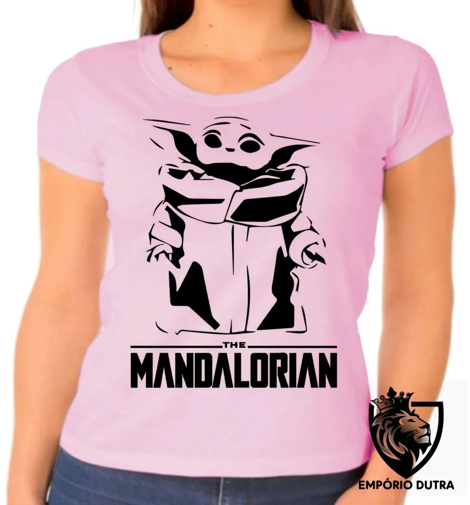 Baby look blusa Feminina The Mandalorian Grogu bebê