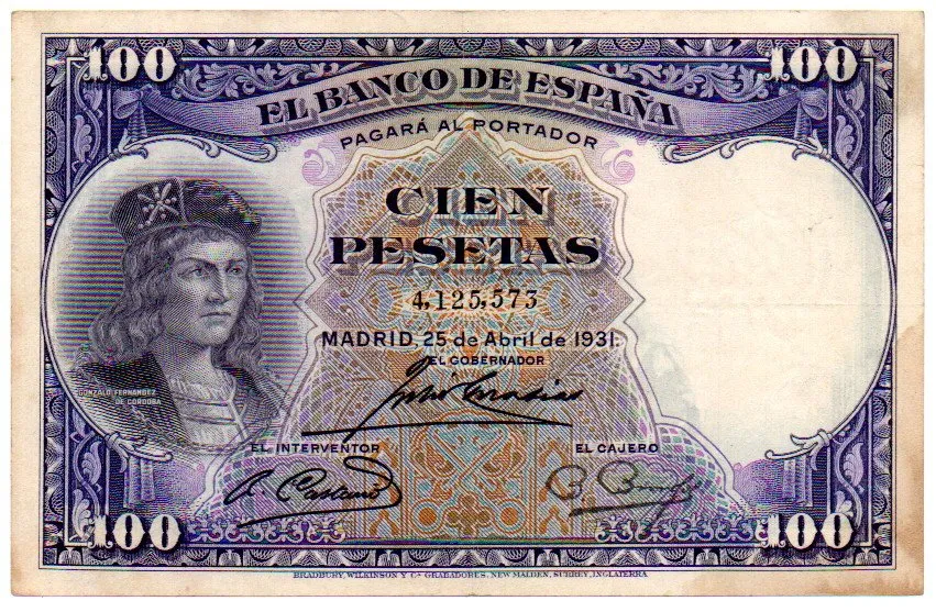 Espanha - 100 Pesetas - Cédula Esgrangeira - MBC/Sob