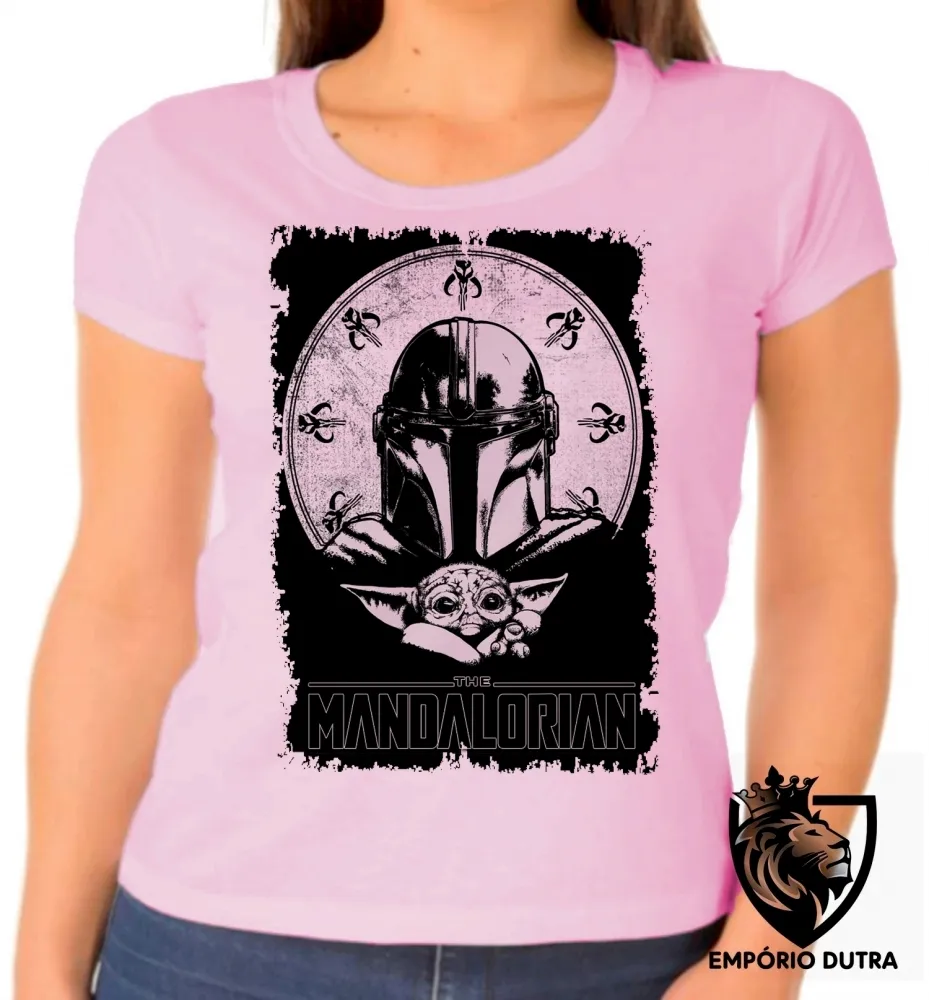 Baby look blusa Feminina The Mandalorian preto Imagem