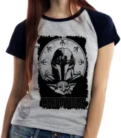 Baby look blusa Feminina The Mandalorian preto - Foto 4