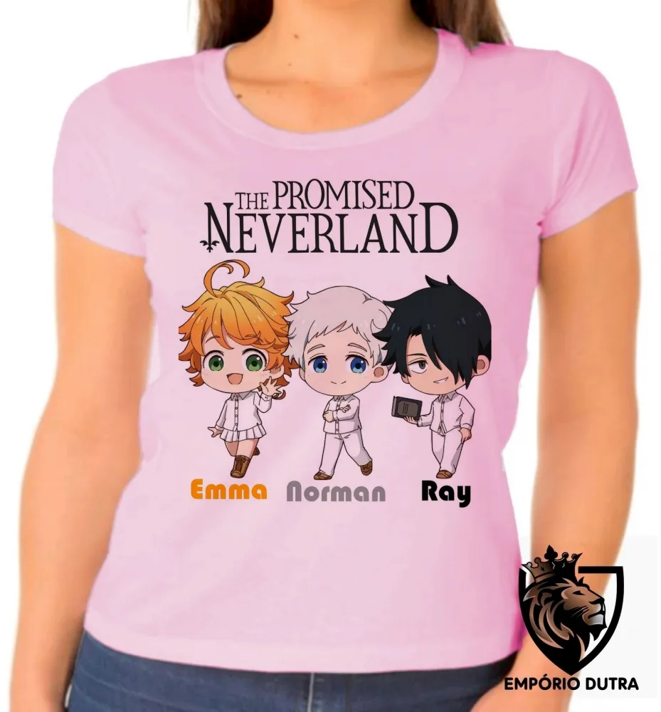 Baby look blusa Feminina The Promised Neverland pequenos Imagem