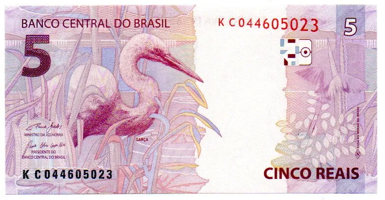 C339 - 5 Reais - Paulo Roberto Nunes Guedes/Roberto Campos Neto - JC - Estado de Conservação: Soberba/Flor (Sob/Fe)