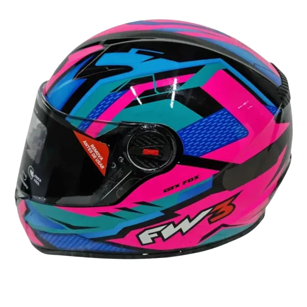 Capacete FW3 GTX Fox Rosa / Azul c/ Viseira interna Imagem