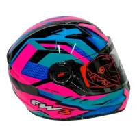 Capacete FW3 GTX Fox Rosa / Azul c/ Viseira interna - Foto 2