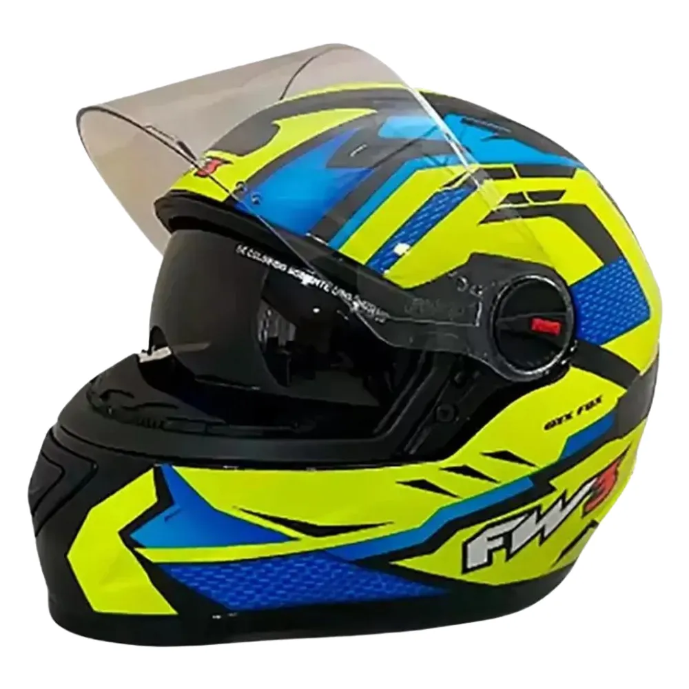 Capacete FW3 GTX Fox Amarelo Azul c/ Viseira interna Imagem