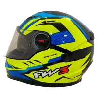 Capacete FW3 GTX Fox Amarelo Azul c/ Viseira interna - Foto 2