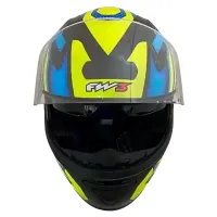 Capacete FW3 GTX Fox Amarelo Azul c/ Viseira interna - Foto 3