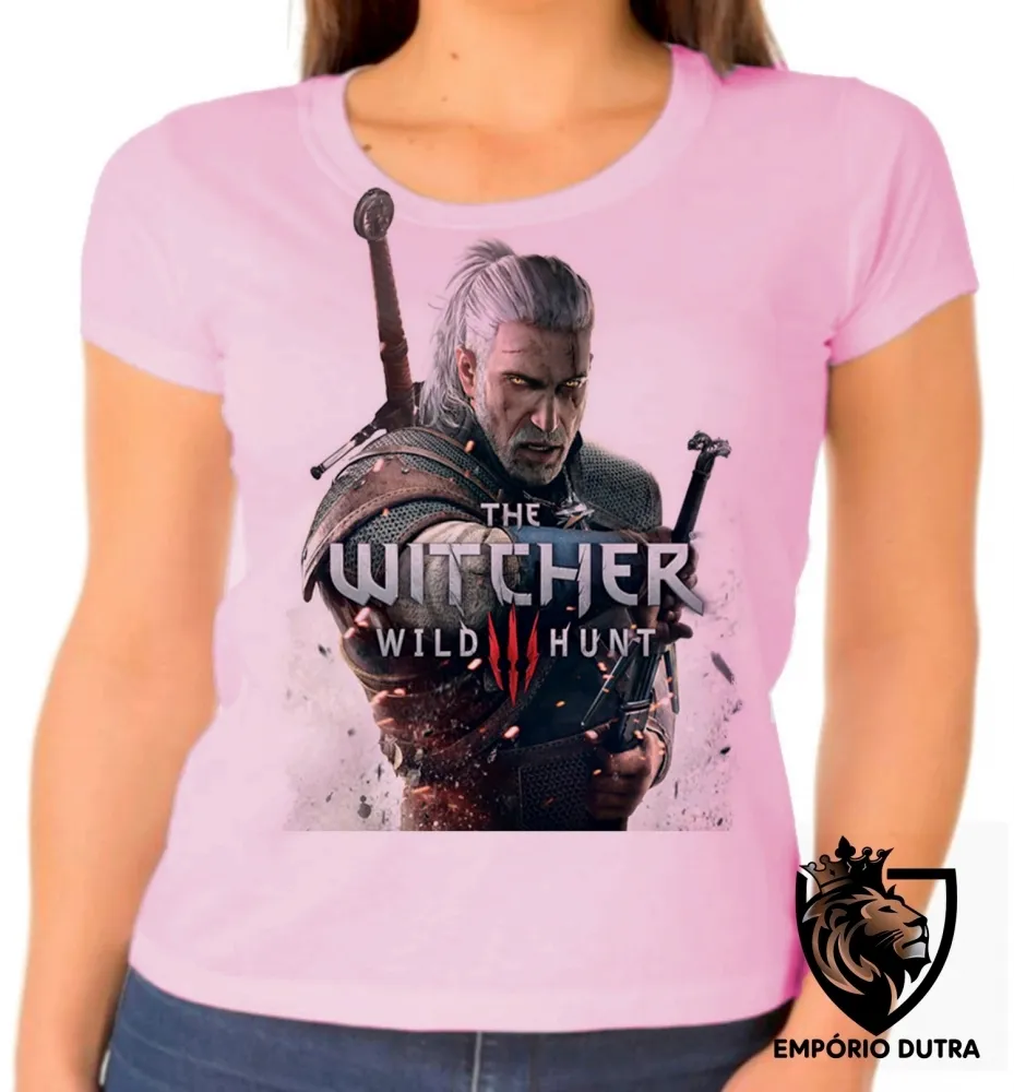 Baby look blusa Feminina The Witcher wild hunt jogo game serie seriado Imagem