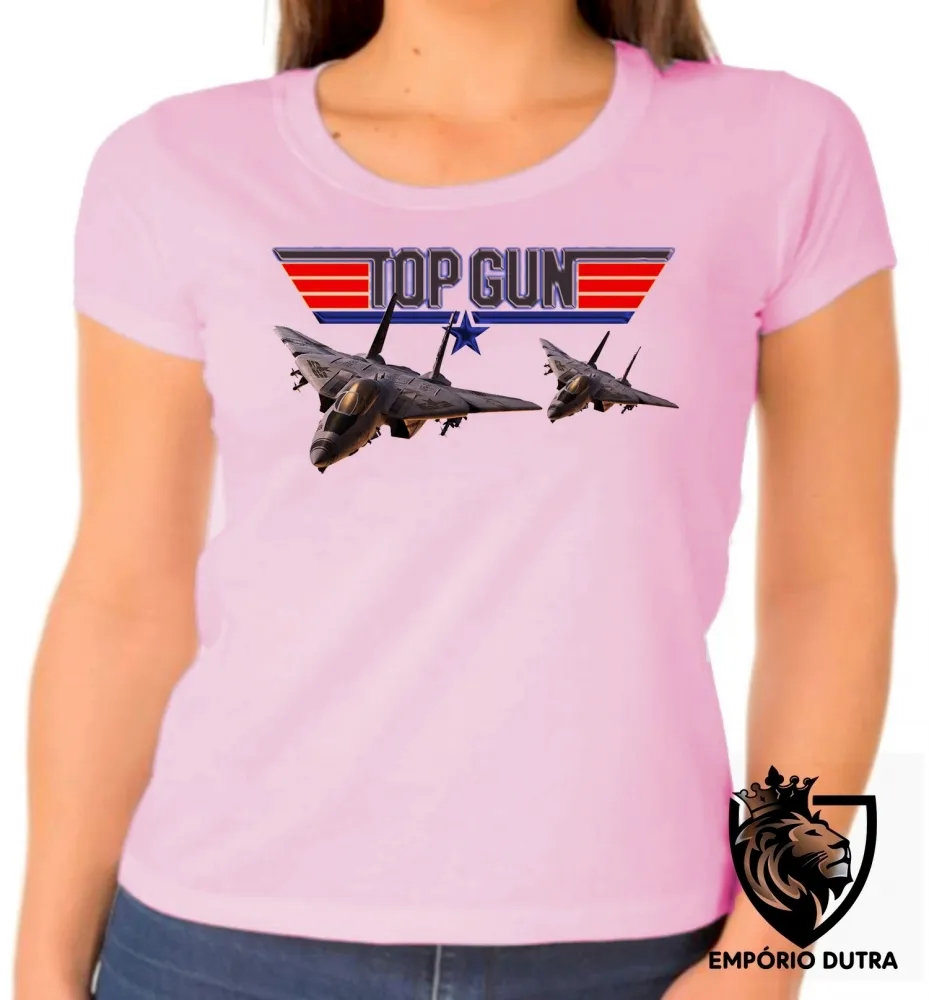 Baby look blusa Feminina Top Gun avião a jato Imagem