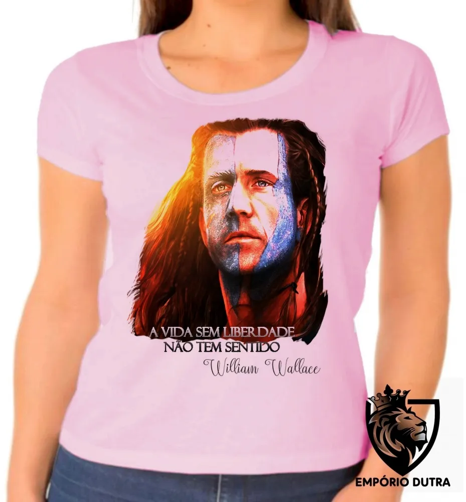 Baby look blusa Feminina William Wallace coração valente mel gibson Imagem