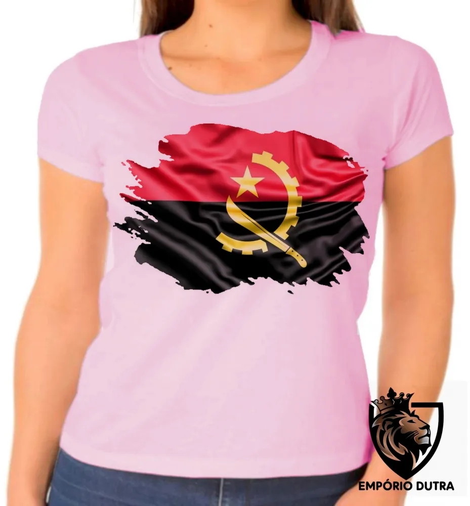 Baby look blusa Feminina bandeira angola africa