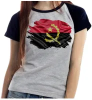 Baby look blusa Feminina bandeira angola africa - Foto 4