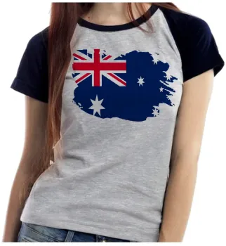Baby look blusa Feminina bandeira Austrália oceania - Foto 2