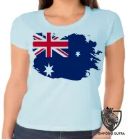 Baby look blusa Feminina bandeira Austrália oceania - Foto 4