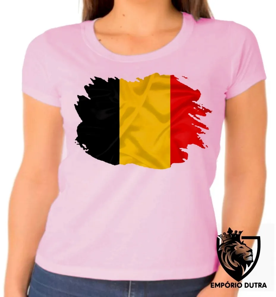 Baby look blusa Feminina bandeira Bélgica europa