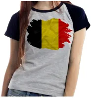 Baby look blusa Feminina bandeira Bélgica europa - Foto 2