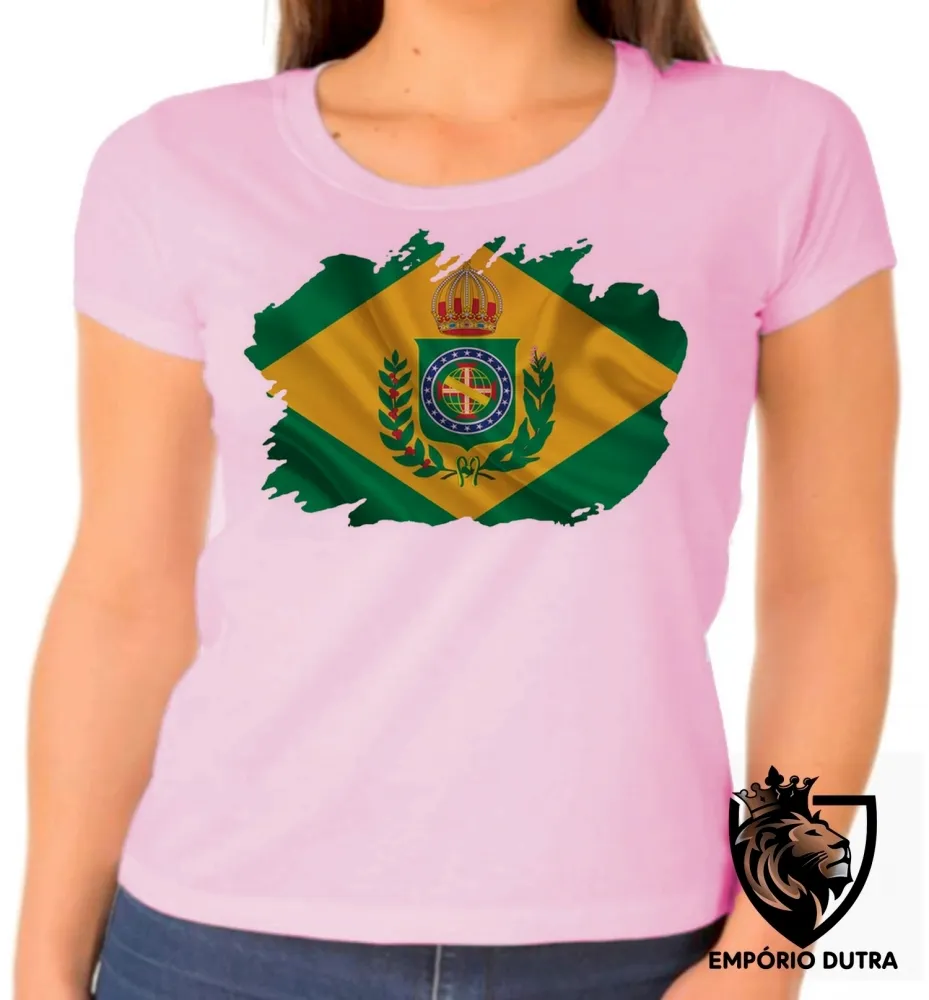 Baby look blusa Feminina bandeira Brasil imperial monarquia