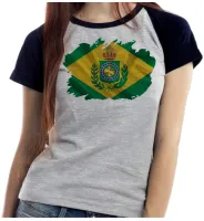 Baby look blusa Feminina bandeira Brasil imperial monarquia - Foto 2