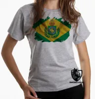 Baby look blusa Feminina bandeira Brasil imperial monarquia - Foto 5