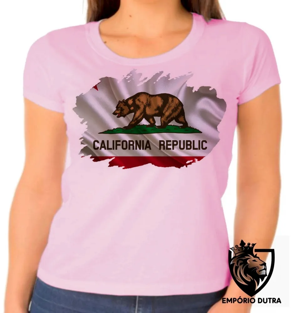 Baby look blusa Feminina bandeira California estados unidos Imagem