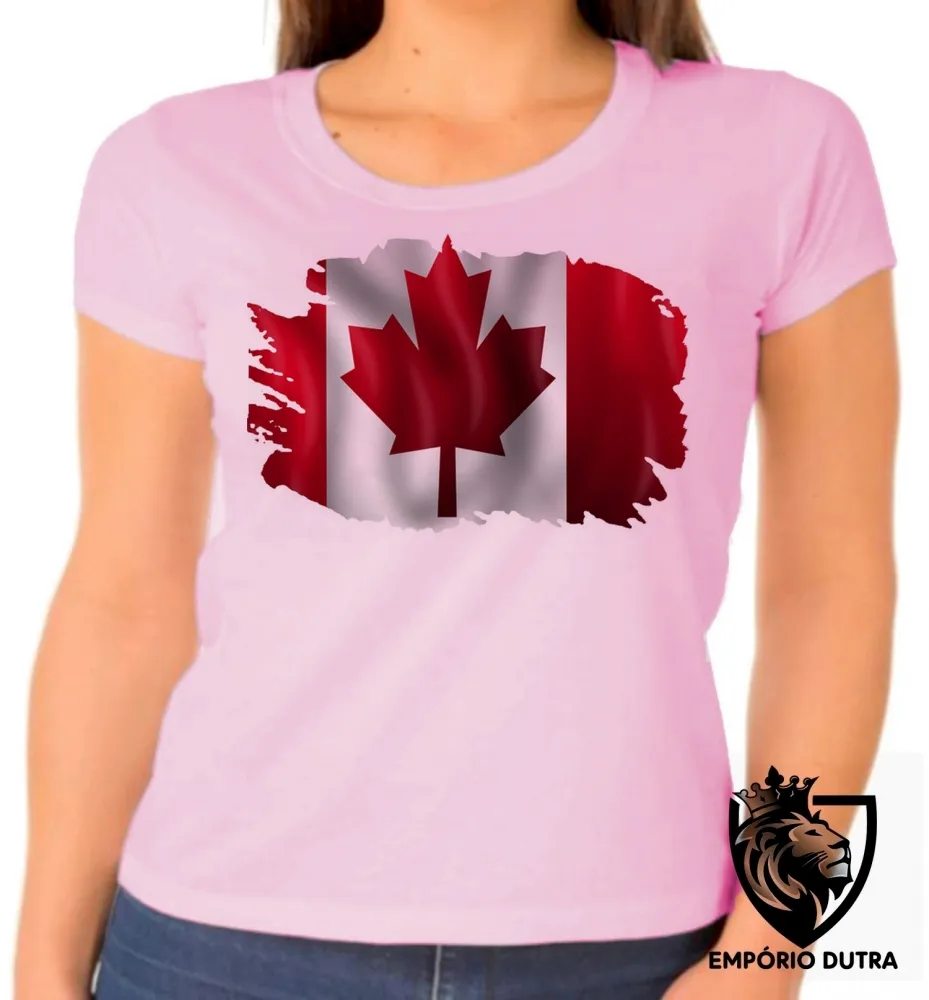 Baby look blusa Feminina bandeira Canadá america norte