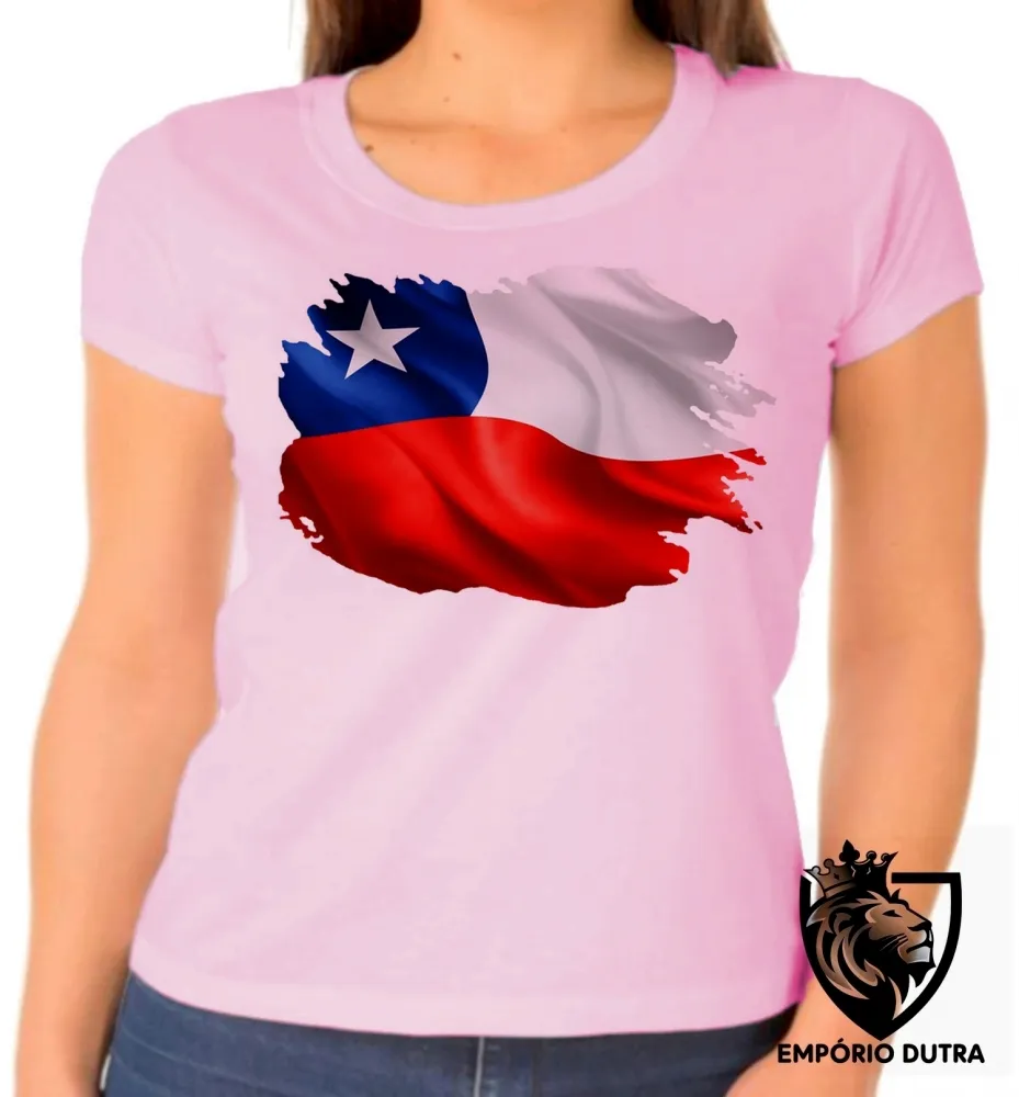 Baby look blusa Feminina bandeira Chile america latina
