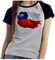 Baby look blusa Feminina bandeira Chile america latina - Foto 2