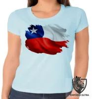 Baby look blusa Feminina bandeira Chile america latina - Foto 4